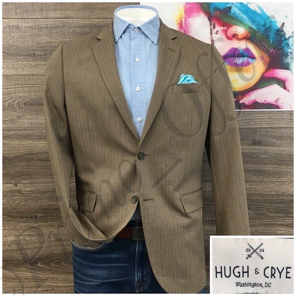 Hugh & Crye Mens Blazer Sport Coat Two‎ Button Casual Jacket Size 42L Wool Suits